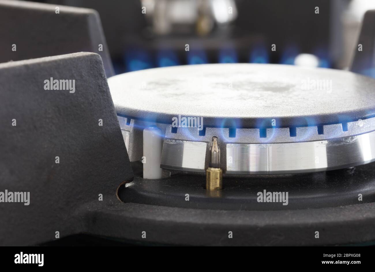 Modernes Glas Herd, Gas Herd, Schwarz - Niederländisch Stockfoto