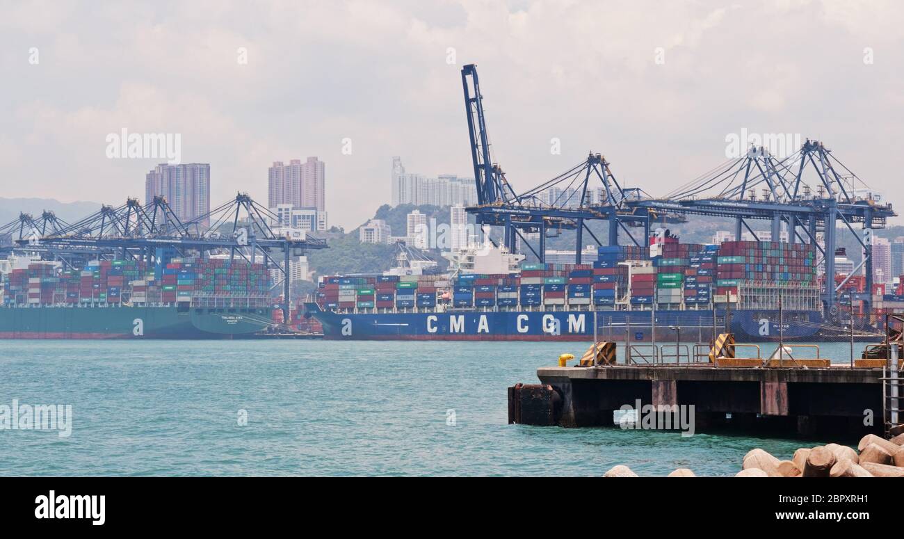 Kwai Tsing, Hongkong, 02. Mai 2018:- Hong Kong Kwai Tsing Container Terminal Stockfoto