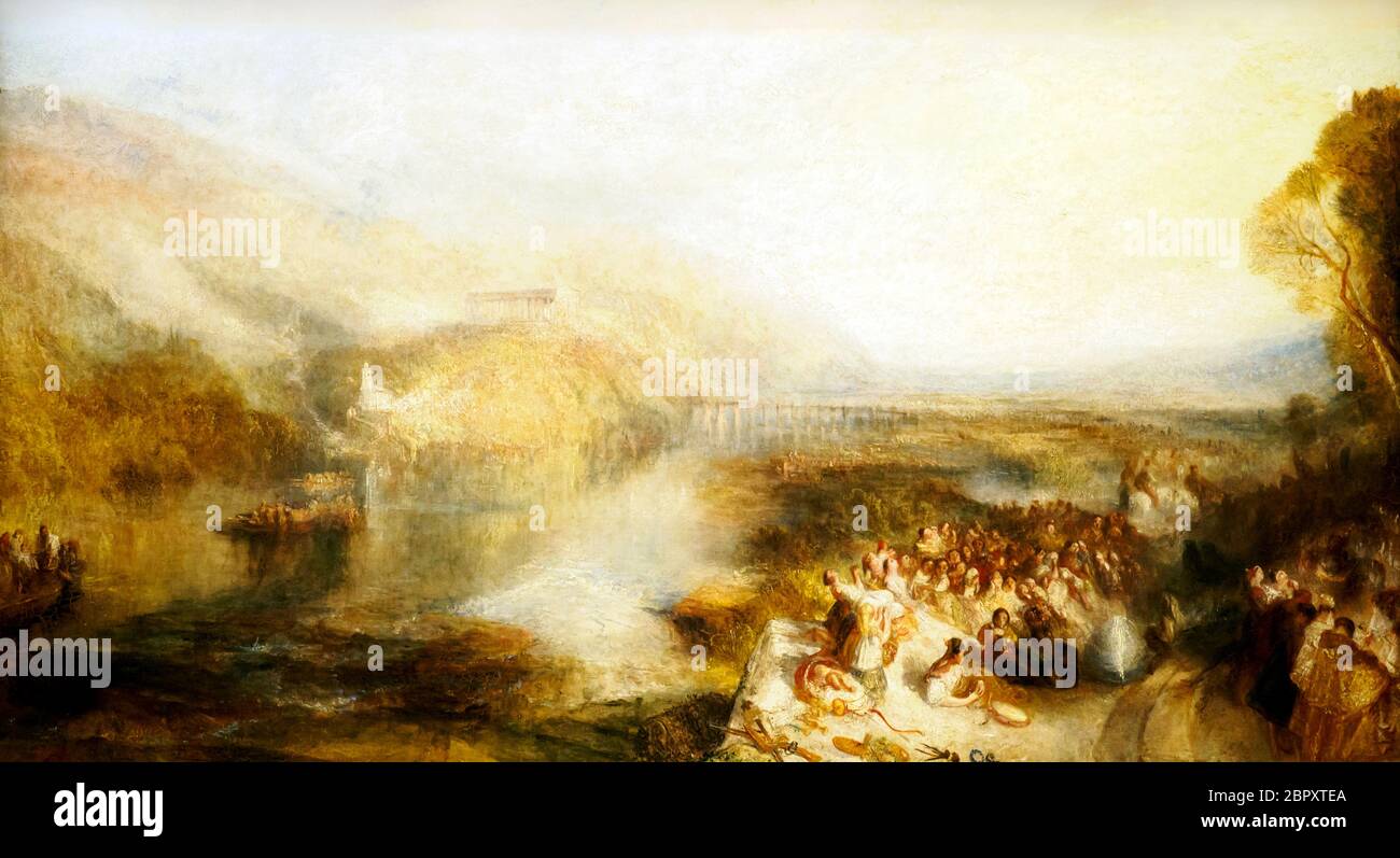 JMW Turner 1775-1851 die Eröffnung der Wallhalla 1842 stellte 1843 Ölfarbe auf Mahagoni aus Stockfoto