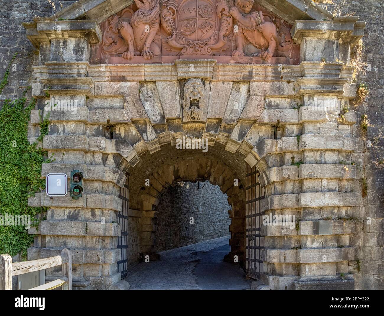 Idyllische Detail der Festung Marienberg in der Nähe von Würzburg in Unterfranken, einem bayerischen Raum in Deutschland Stockfoto