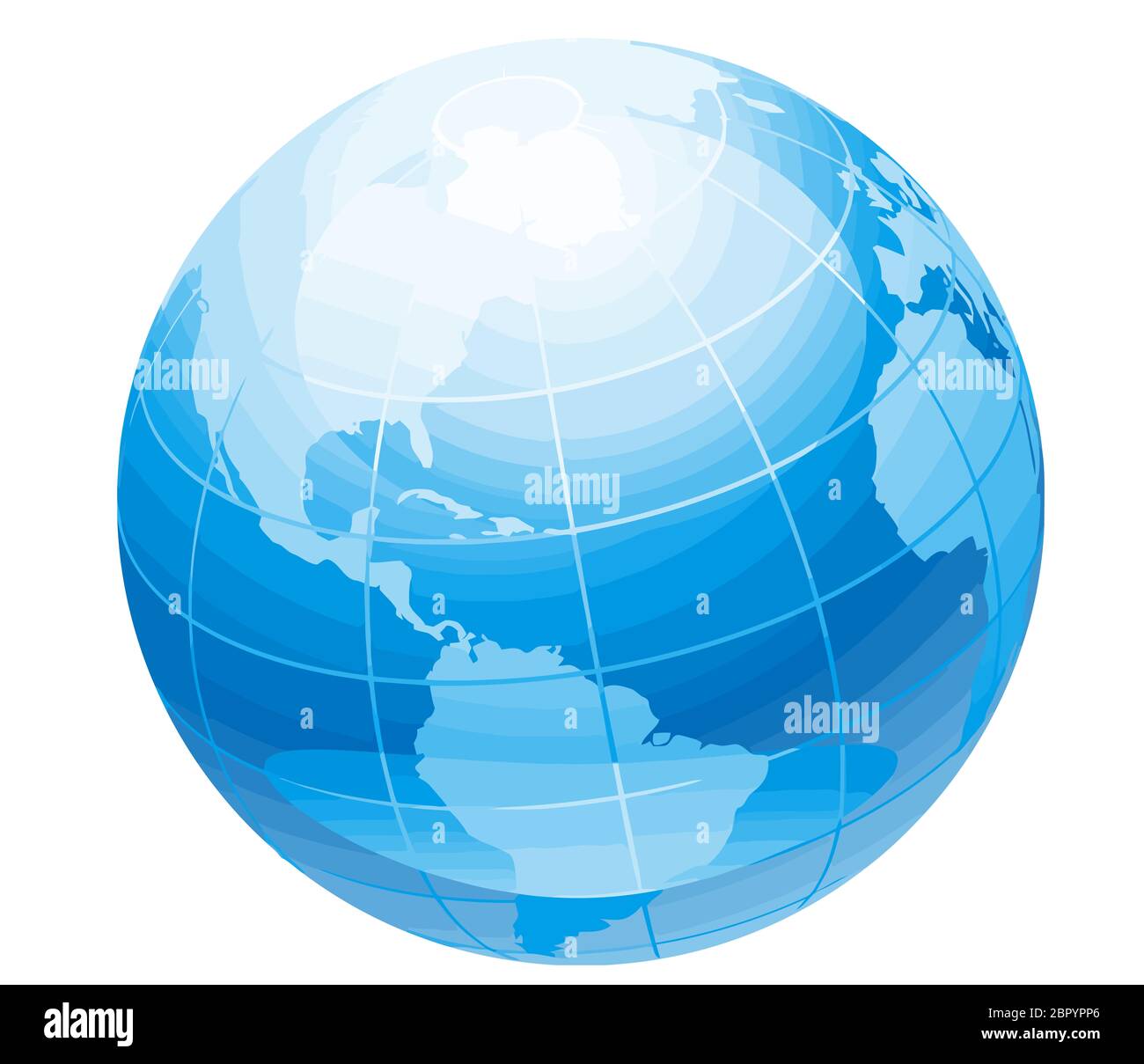 Erde Welt Planeten globale Sphäre blaue Linien Abbildung Stockfoto