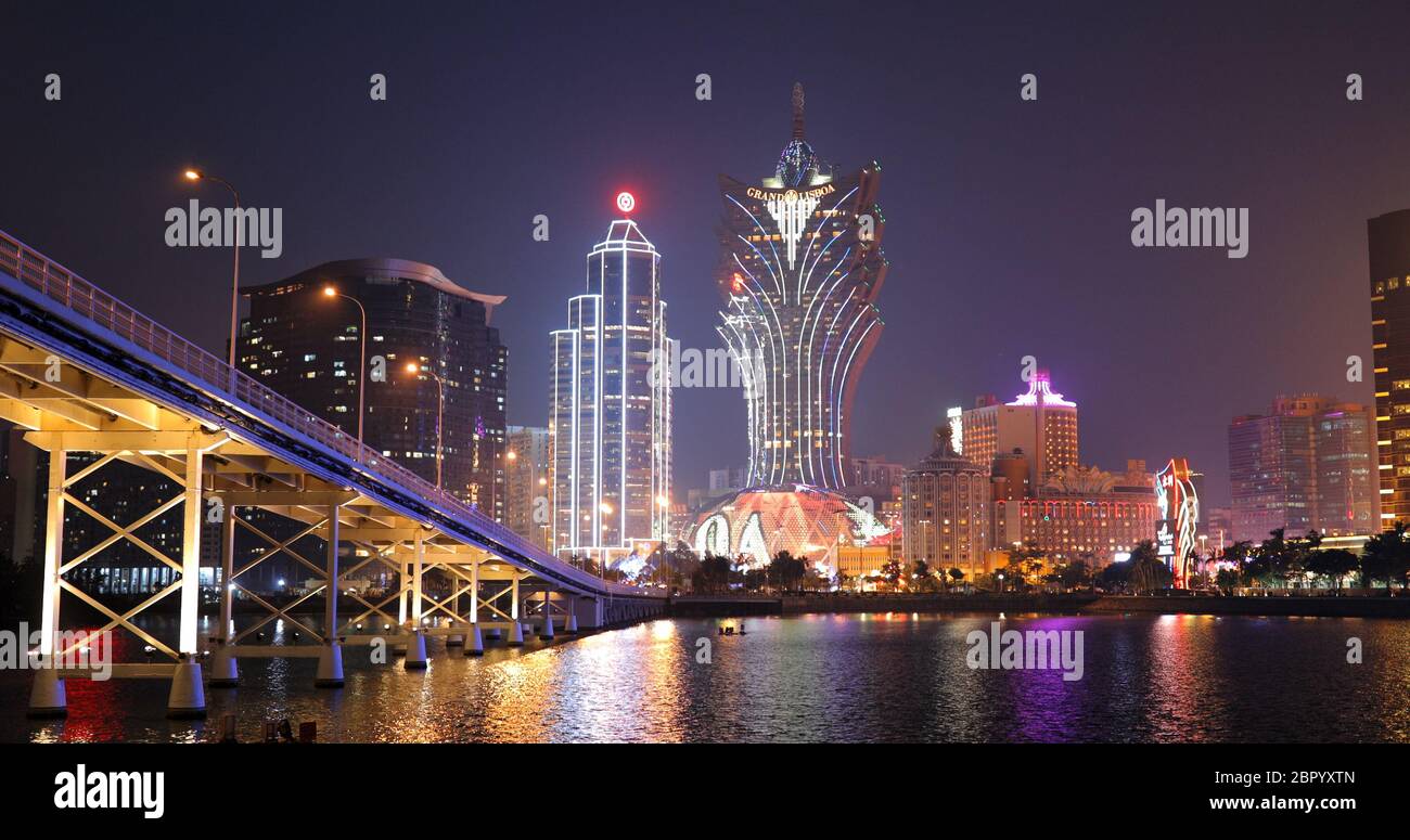 Nam Van Lake Macau - 22. Januar 2019: Macau City Skyline bei Nacht Stockfoto