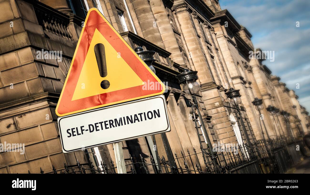 Straßenschild auf Selbstbestimmung Stockfoto