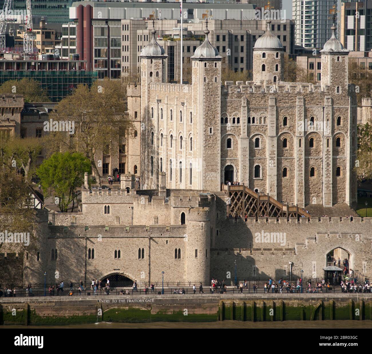 Erhöhte Ansicht des Tower of London, London, Großbritannien Stockfoto