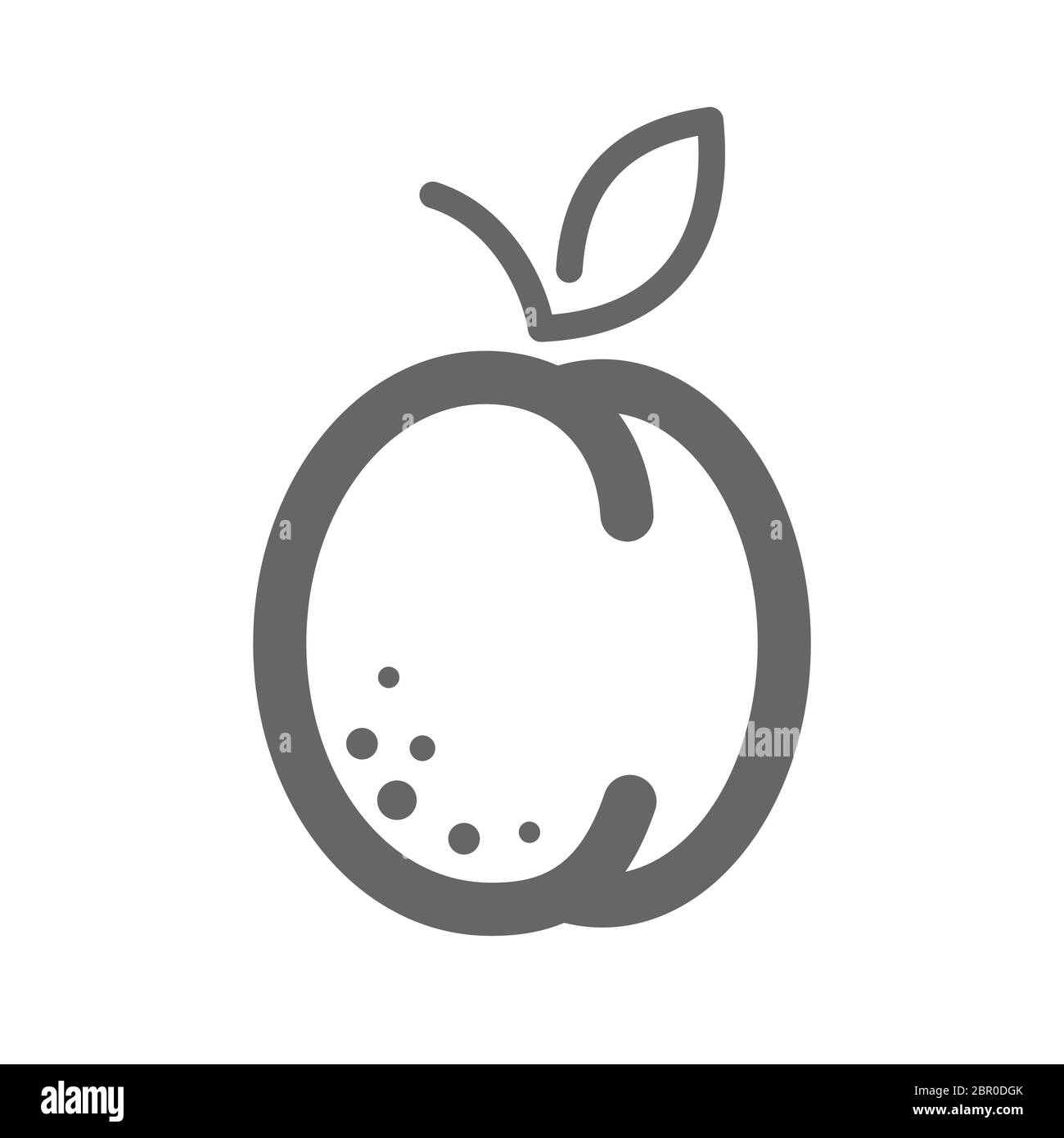 Aprikose, Pfirsich mit Blatt übersicht Symbol. Aprikose Frucht unterzeichnen. Vector Illustration für Essen Anwendungen und Webseiten Stockfoto