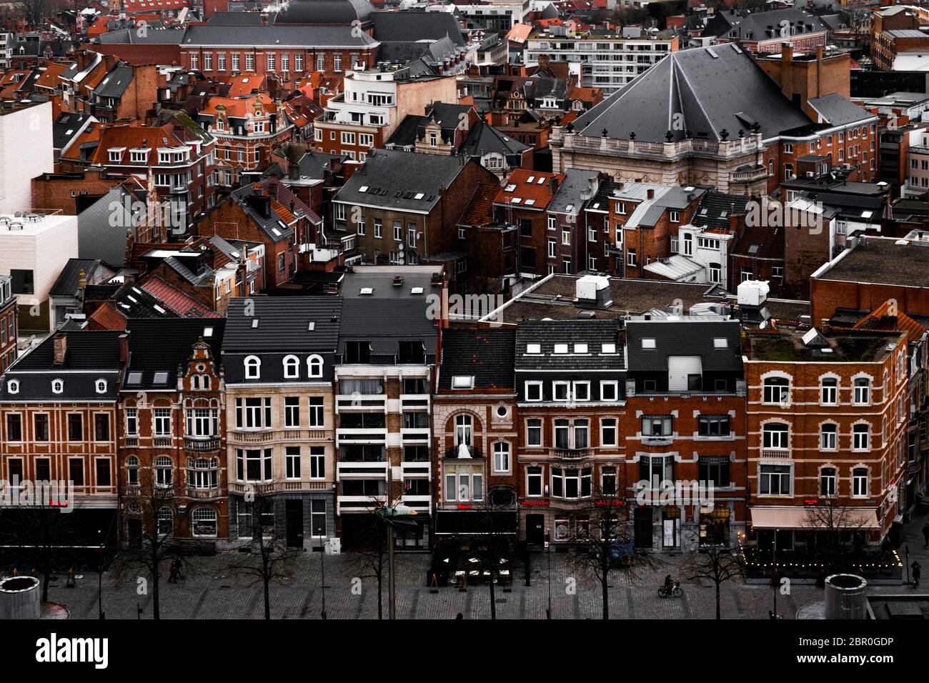 Die Stadt Leuven von oben. Aufgenommen aus den akademischen Bibliotheken von Leuven, Belgien Stockfoto