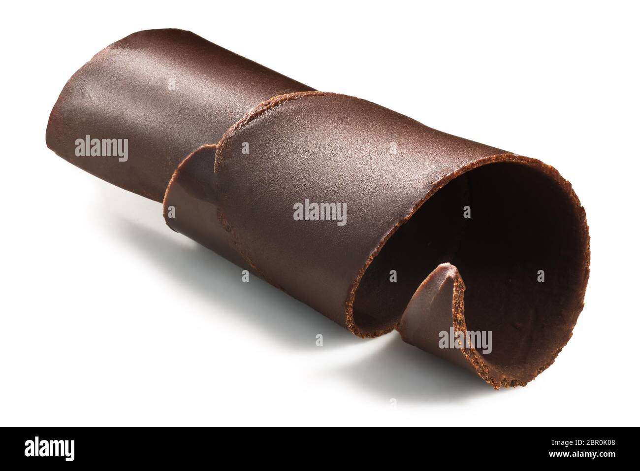 Schokolade rasieren oder curl auf Weiß isoliert Stockfoto
