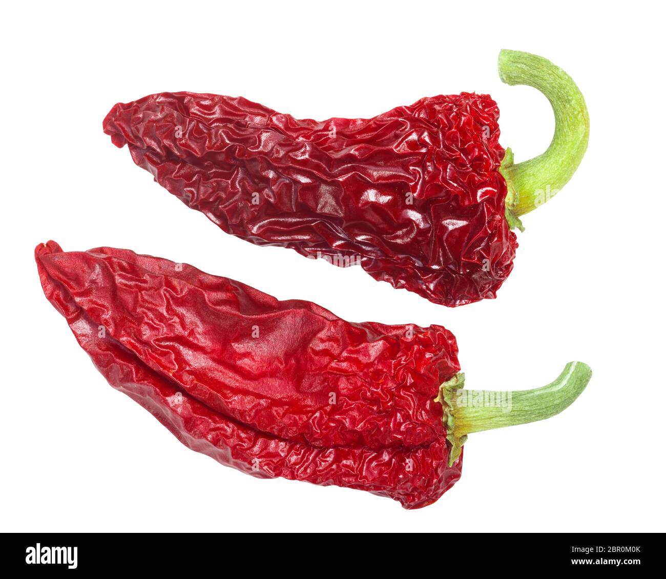 Getrocknete baskischen Gorria Espelette - Typ chile Peppers, ganze Schoten (C. annuum), Ansicht von oben Stockfoto