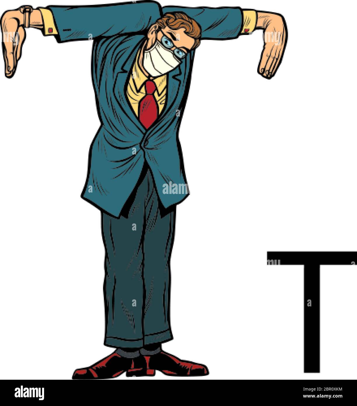 Buchstabe T. Office Alphabet. Menschen als Briefe Stock Vektor