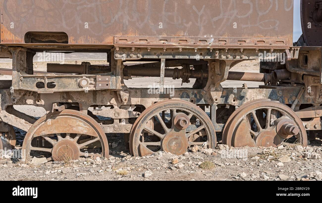 Alter Zug auf dem Zugfriedhof Cementerio de los Trenes, Uyuni, Bolivien, Südamerika Stockfoto