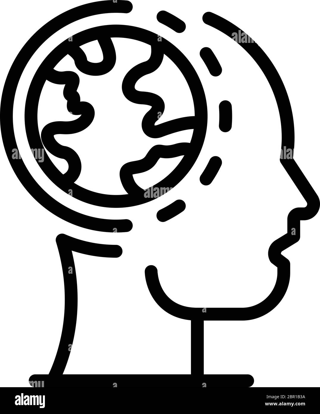 Global Head Soziologie Ikone, Outline Stil Stock Vektor