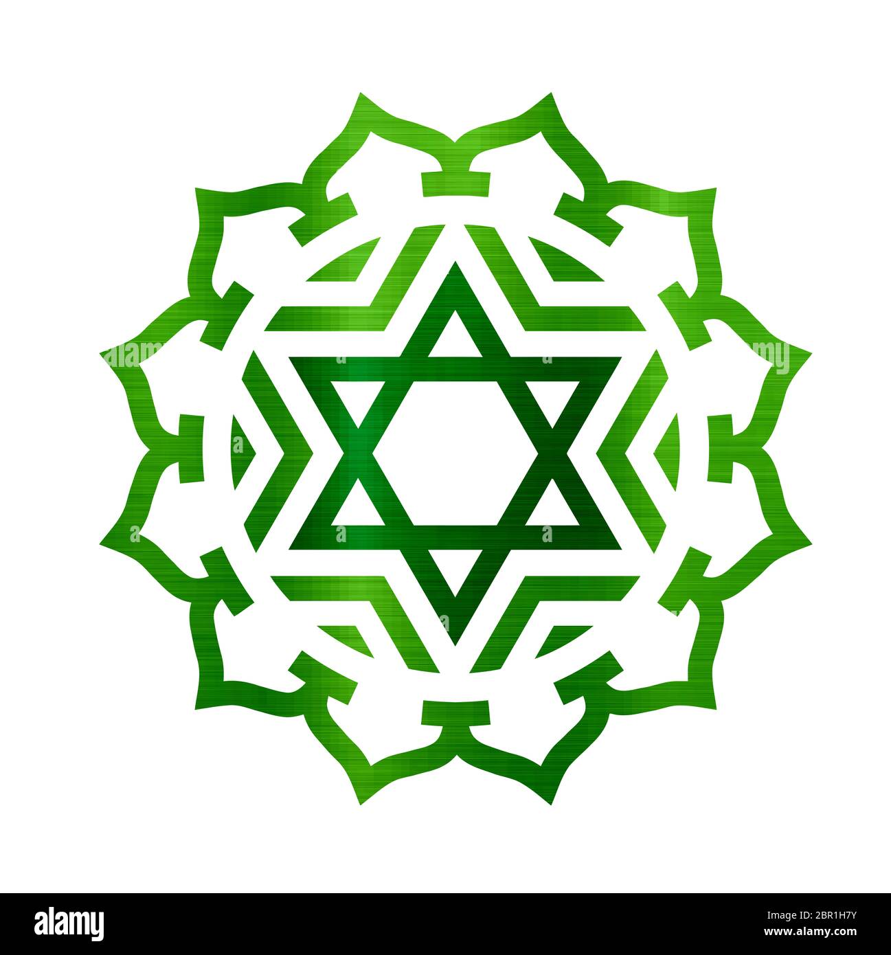 Yoga meditation Grün Chakra Anahata Herz Mandala geistliche heilige Abbildung metallic Stockfoto