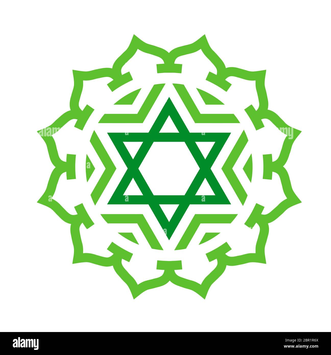 Yoga meditation Grün Chakra Anahata Herz Mandala geistliche heilige Abbildung: Form Stockfoto