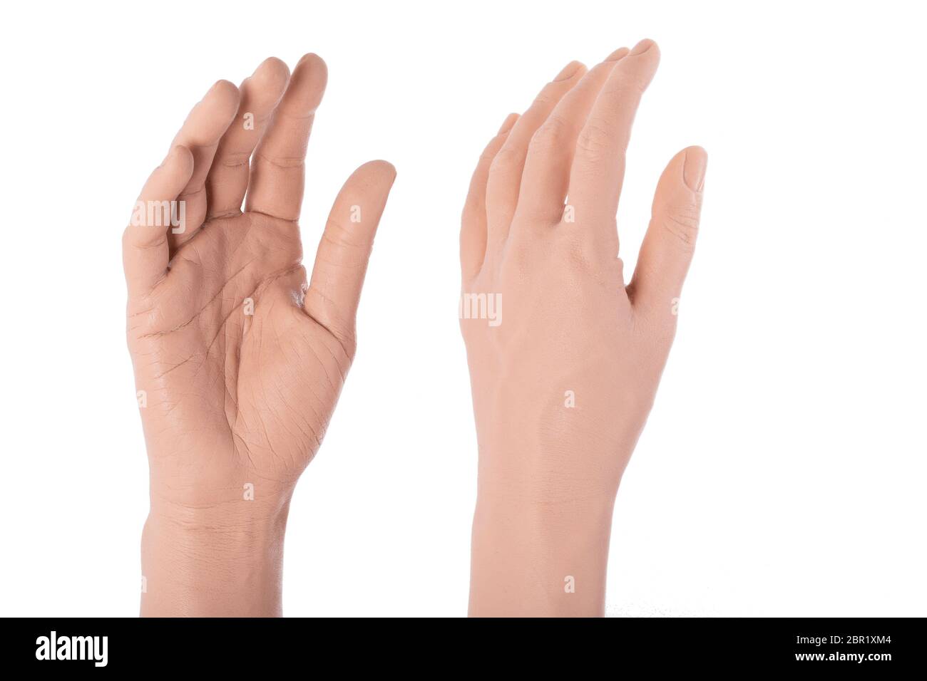 Gruppe Silikon Prothese Hände, Medizin rosa Implantate für Person Stockfoto