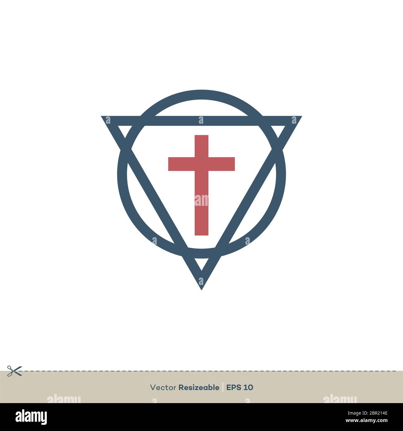 Dreieck und Kreis Kreuz Logo Vorlage Illustration Design Stockfoto