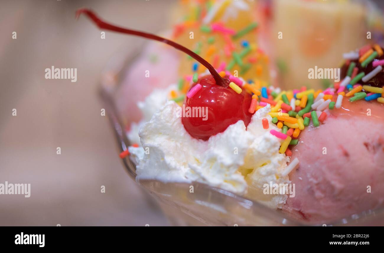 Kugeln Eis - sortierte Geschmacksrichtungen Stockfoto