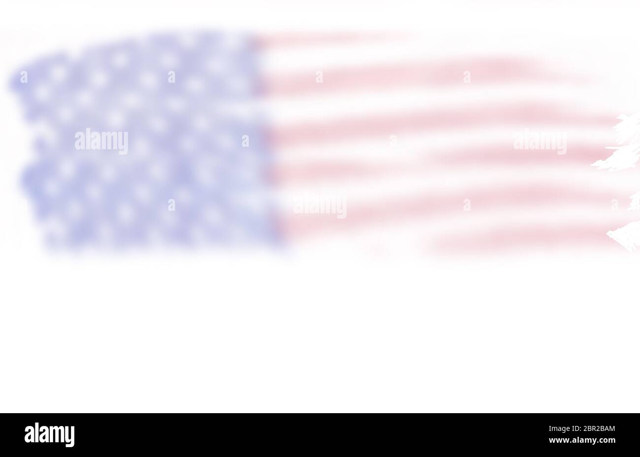 Verschwommene, verblasste Darstellung der amerikanischen Flagge, USA, rot, weiß und blau für 4. Juli Feiertag, Patriotismus, Raum für Text, Raum für Kopie, USA Stockfoto