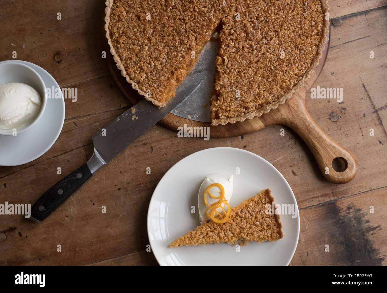 Hausgemachte Treacle Tarte Stockfoto