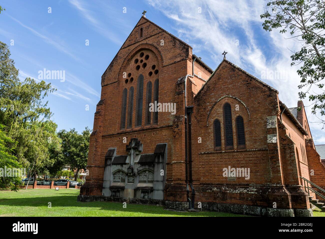 Die hintere Fassade des gotischen Baustil Kathedrale Kirche von Christus, dem König, eine anglikanische Tempel im Jahr 1884 im Zentrum von Grafton gebaut, einer Stadt in Stockfoto