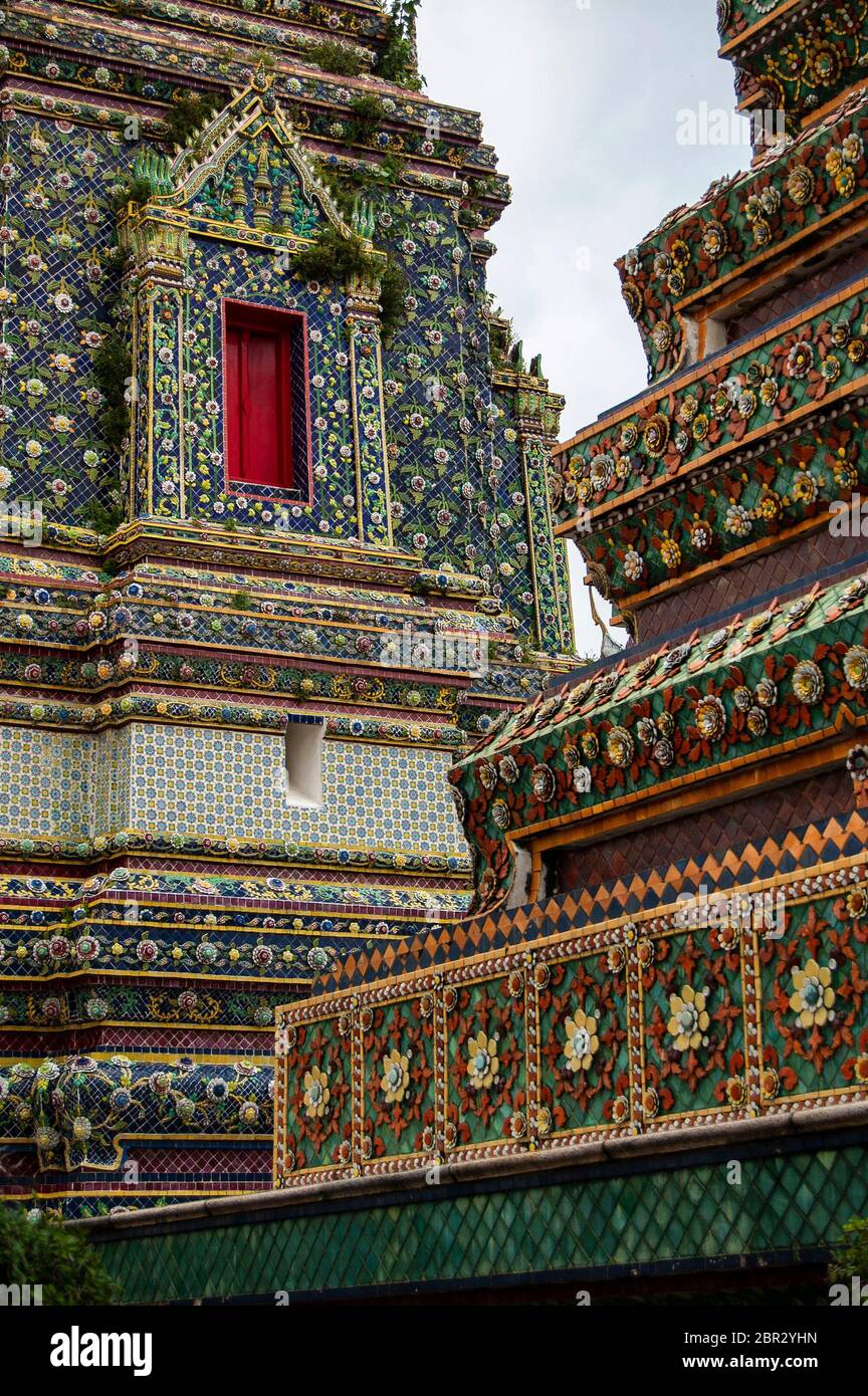 Der Tempel des Reclining Buddha, in Bangkok. Stockfoto