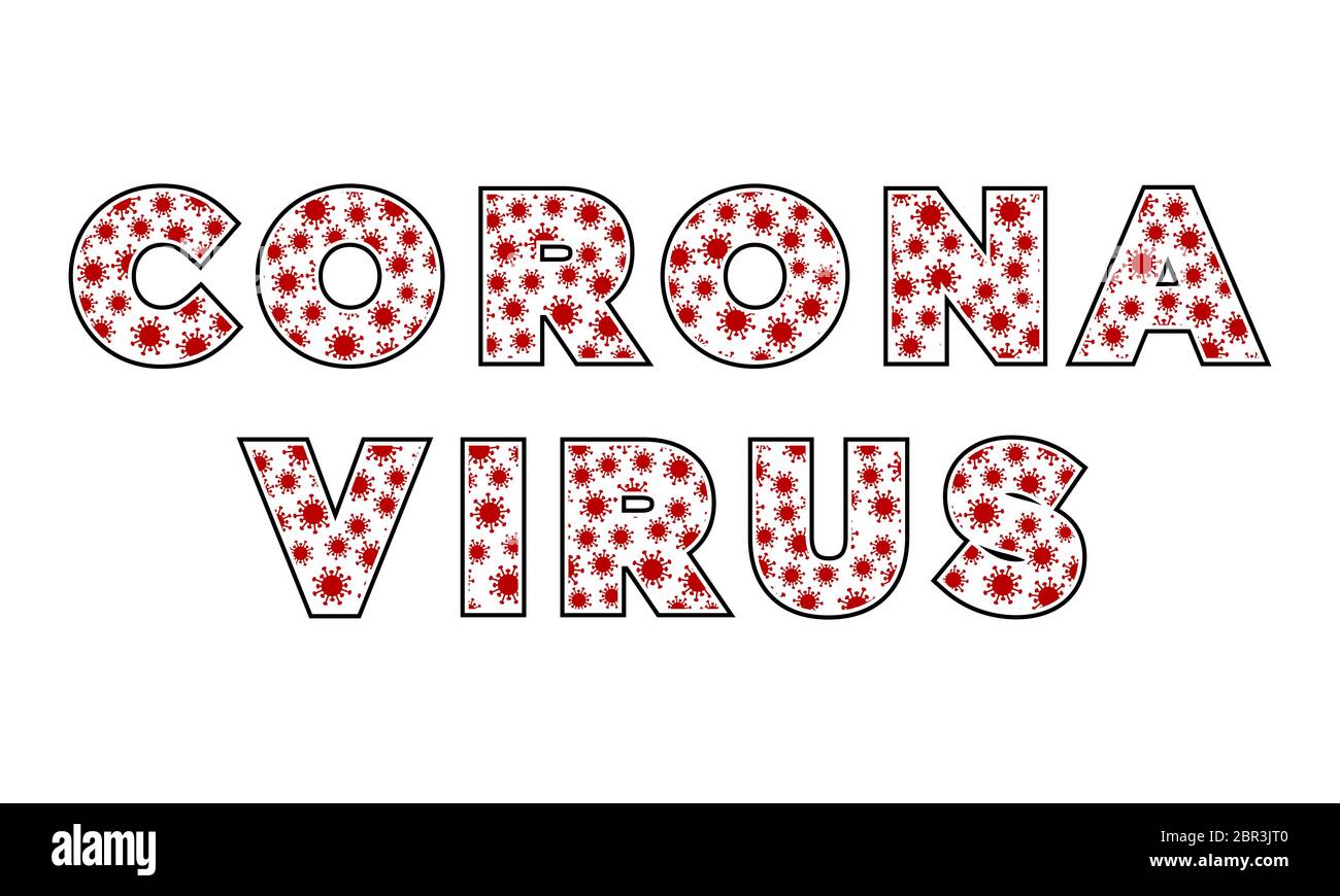 Coronavirus Wort Design Vektor isoliert auf weißem Hintergrund Stock Vektor