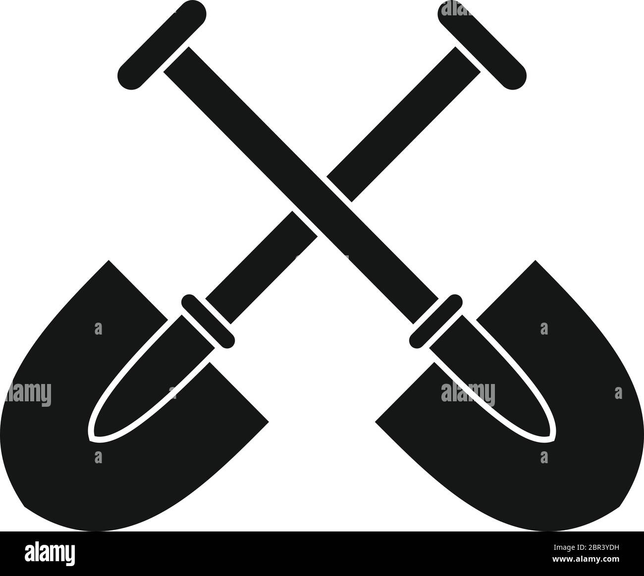 Zwei Schaufeln Symbol. Einfache Illustration von zwei Schaufeln Vektor-Symbol für Web-Design isoliert auf weißem Hintergrund Stock Vektor