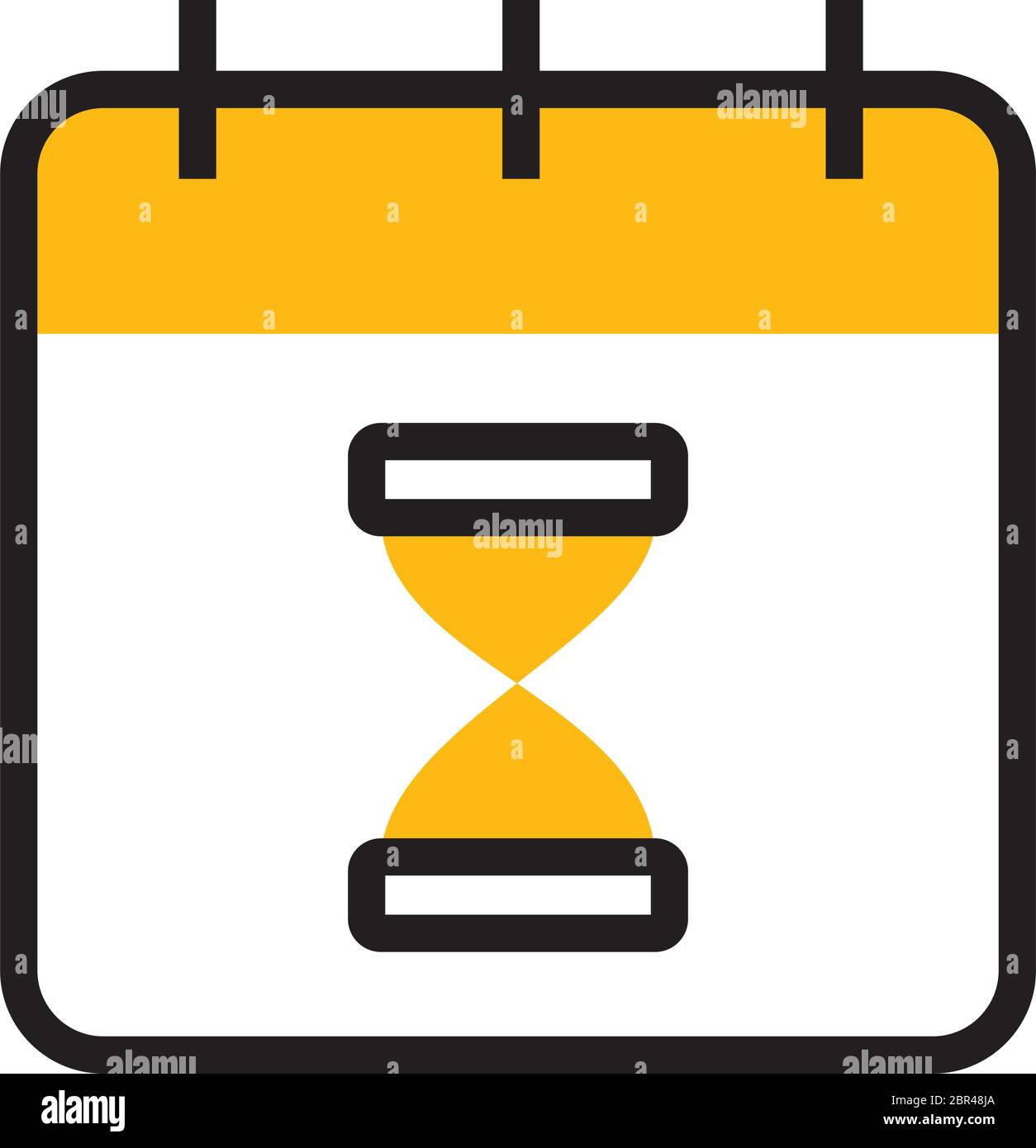 Kalender mit Sanduhr-Symbol auf weißem Hintergrund, Halbzeiligkeit Halbfarbe, Vektorgrafik Stock Vektor
