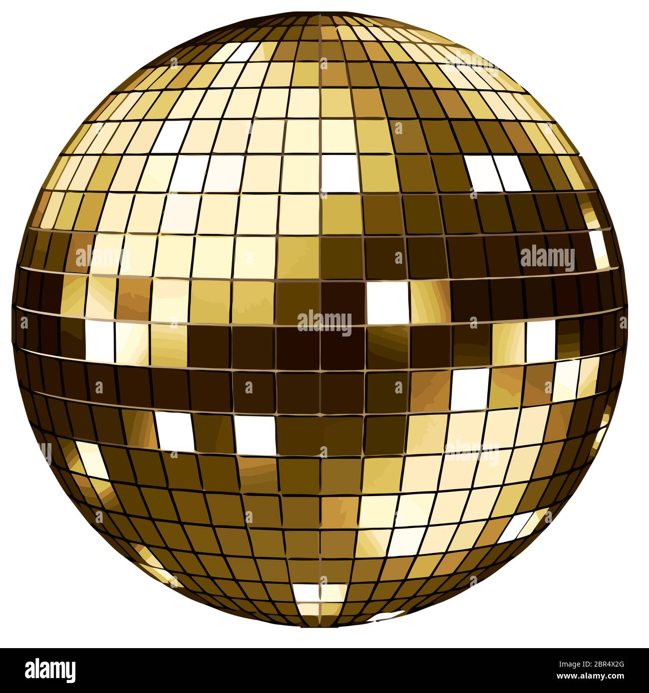 Golden Disco ball party Beleuchtung leuchtende Kugel Abbildung Runde Stockfoto