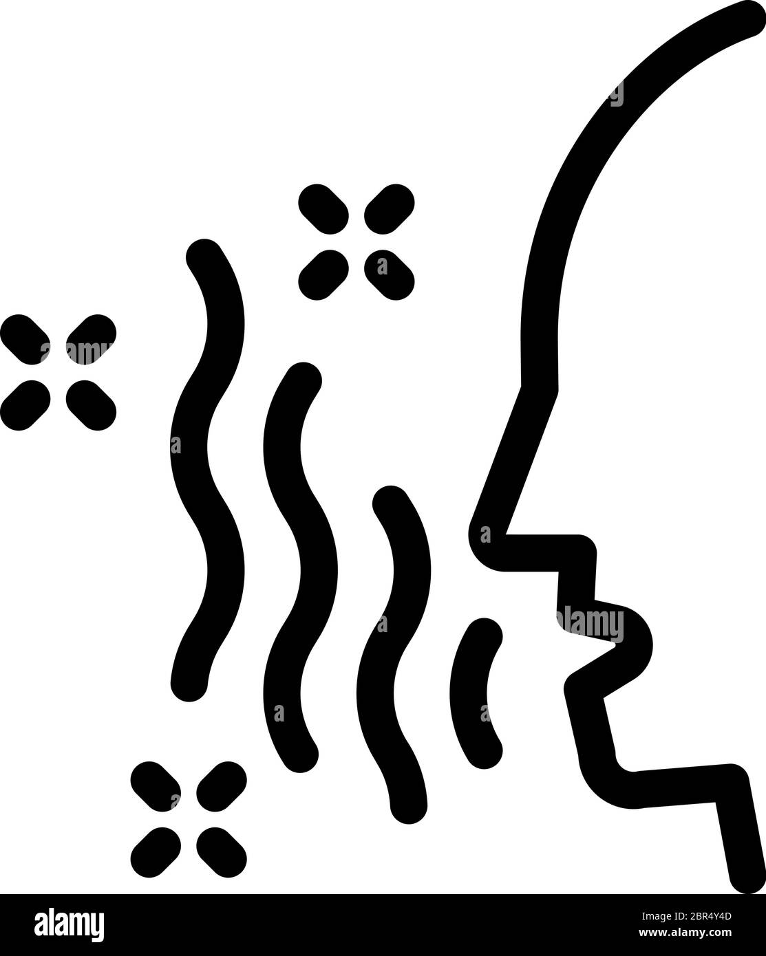 Darminfektion durch luftgetragene Tröpfchen Symbol Vektor-Umriss Illustration übertragen Stock Vektor