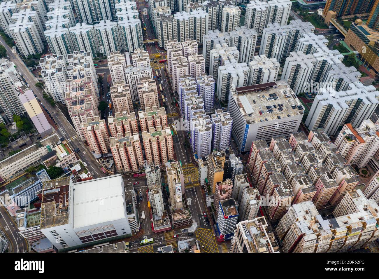 Hung Hom, Hongkong 21. April 2019: Blick von oben auf das Gebäude der Stadt Hongkong Stockfoto