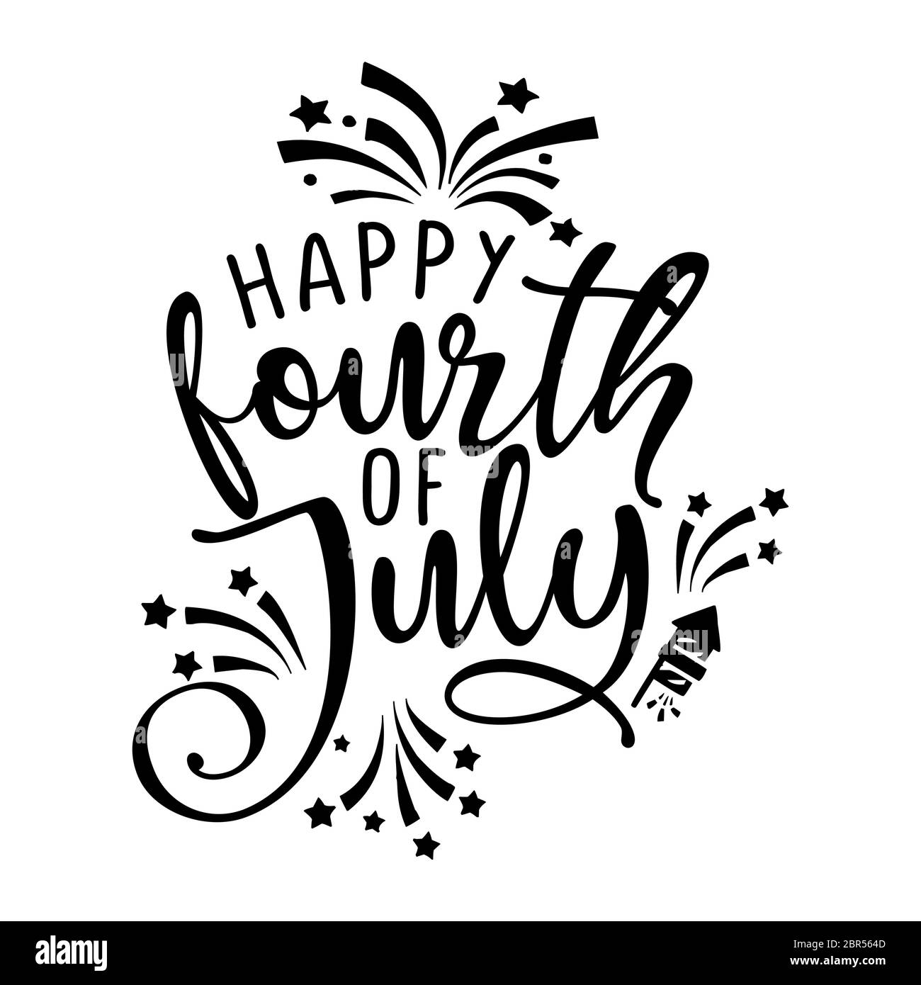 Happy Fourth of July - Happy Independence Day 4. Juli Schriftzug Design Illustration. Stock Vektor