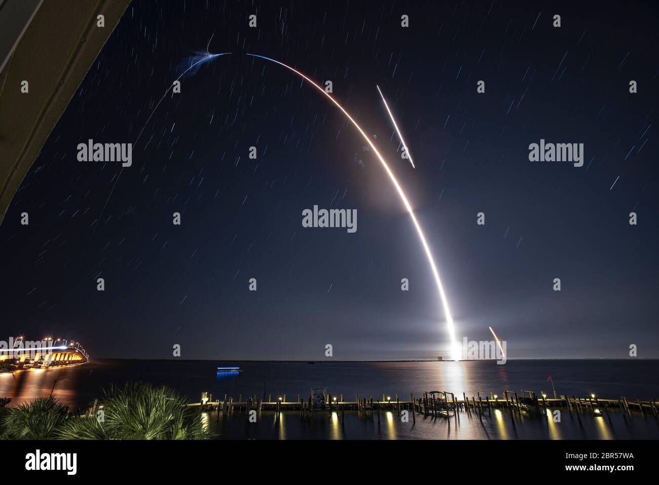 CAPE CANAVERAL, USA - 04. Mai 2019 - am Samstag, den 4. Mai startete SpaceX um 2:48 Uhr MEZ seine siebzehnte kommerzielle Nachversorgung (CRS-17) Stockfoto