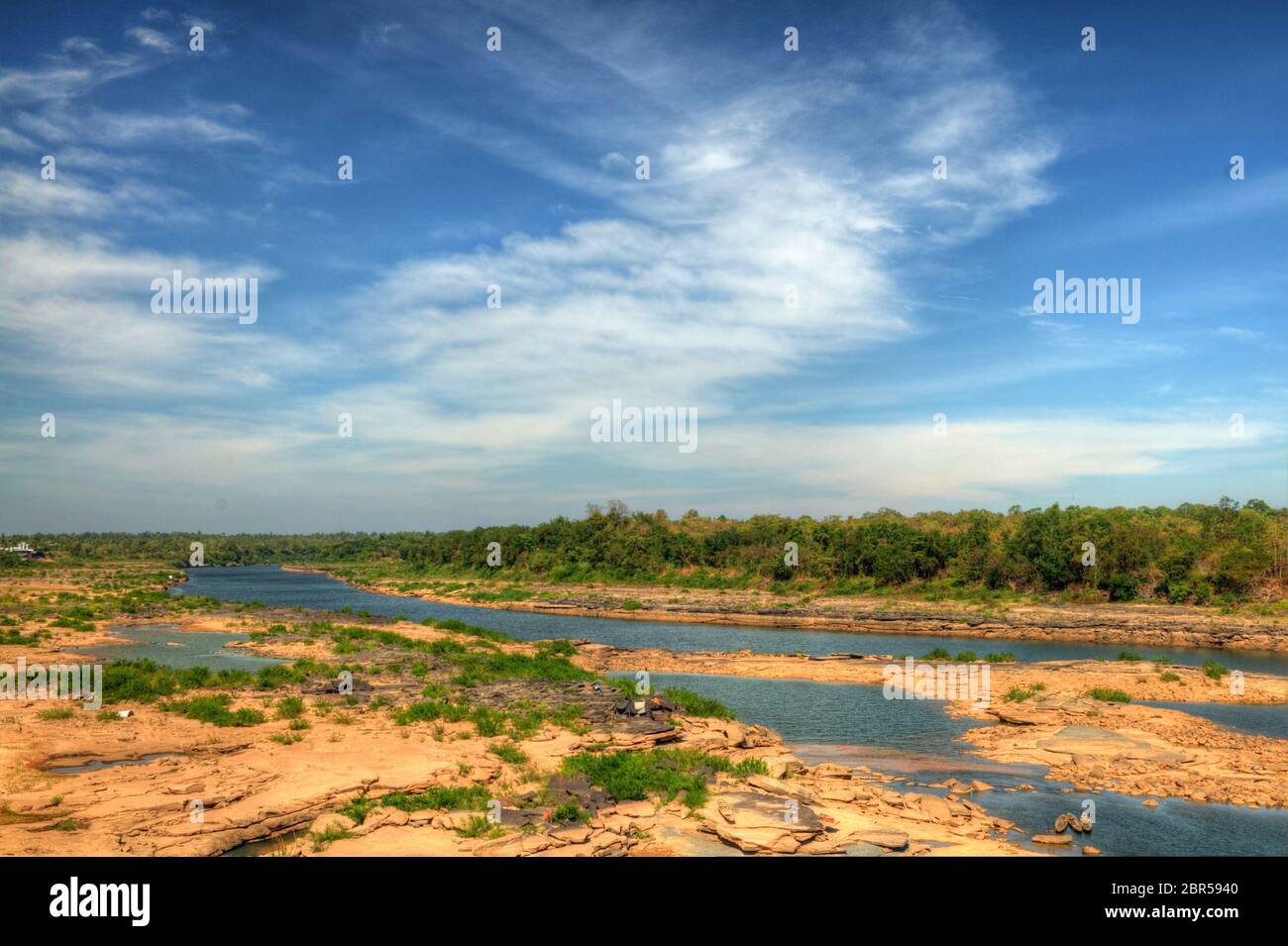 Landschaft Pakmun Staudamm bei A.Khong Chiam, Ubon Ratchathani, Thailand Stockfoto