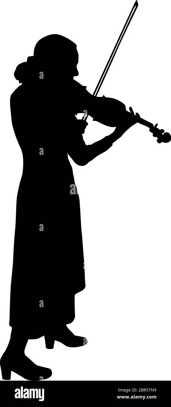 Silhouetten Musiker Geiger spielen Der violinon einen weißen Hintergrund. Stock Vektor