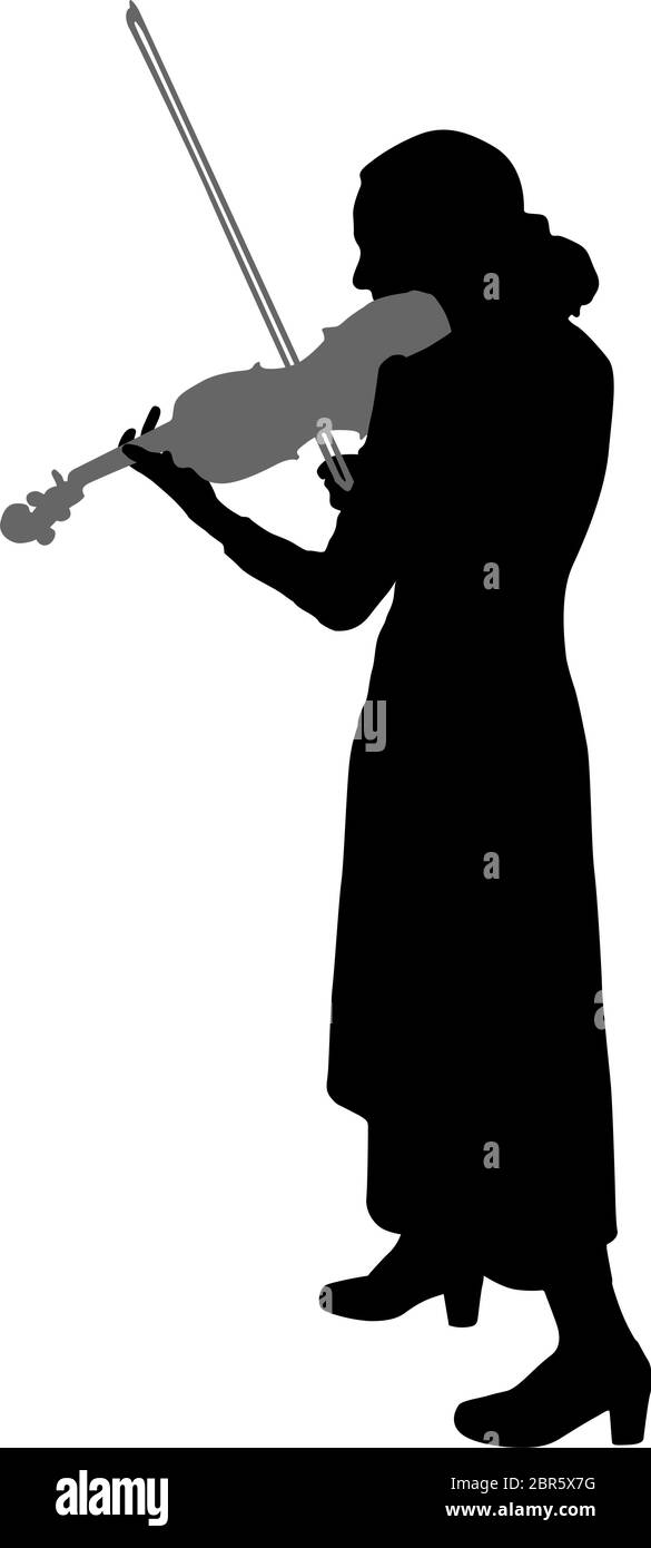 Silhouetten Musiker Geiger spielen Der violinon einen weißen Hintergrund. Stock Vektor