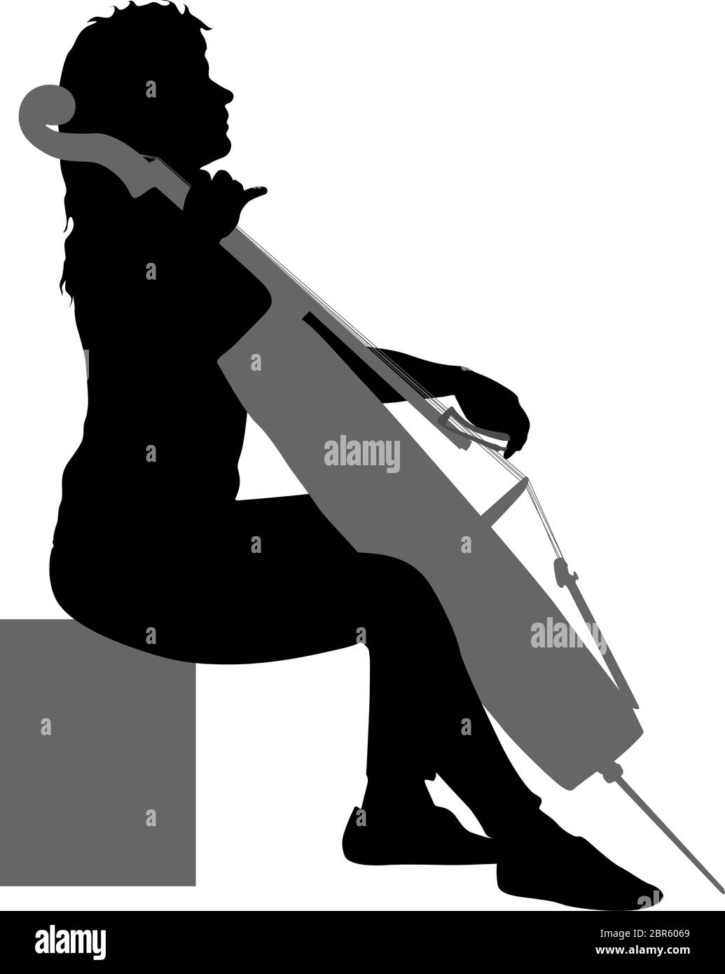 Silhouetten Musiker spielen auf dem Cello auf einem weißen Hintergrund. Stock Vektor