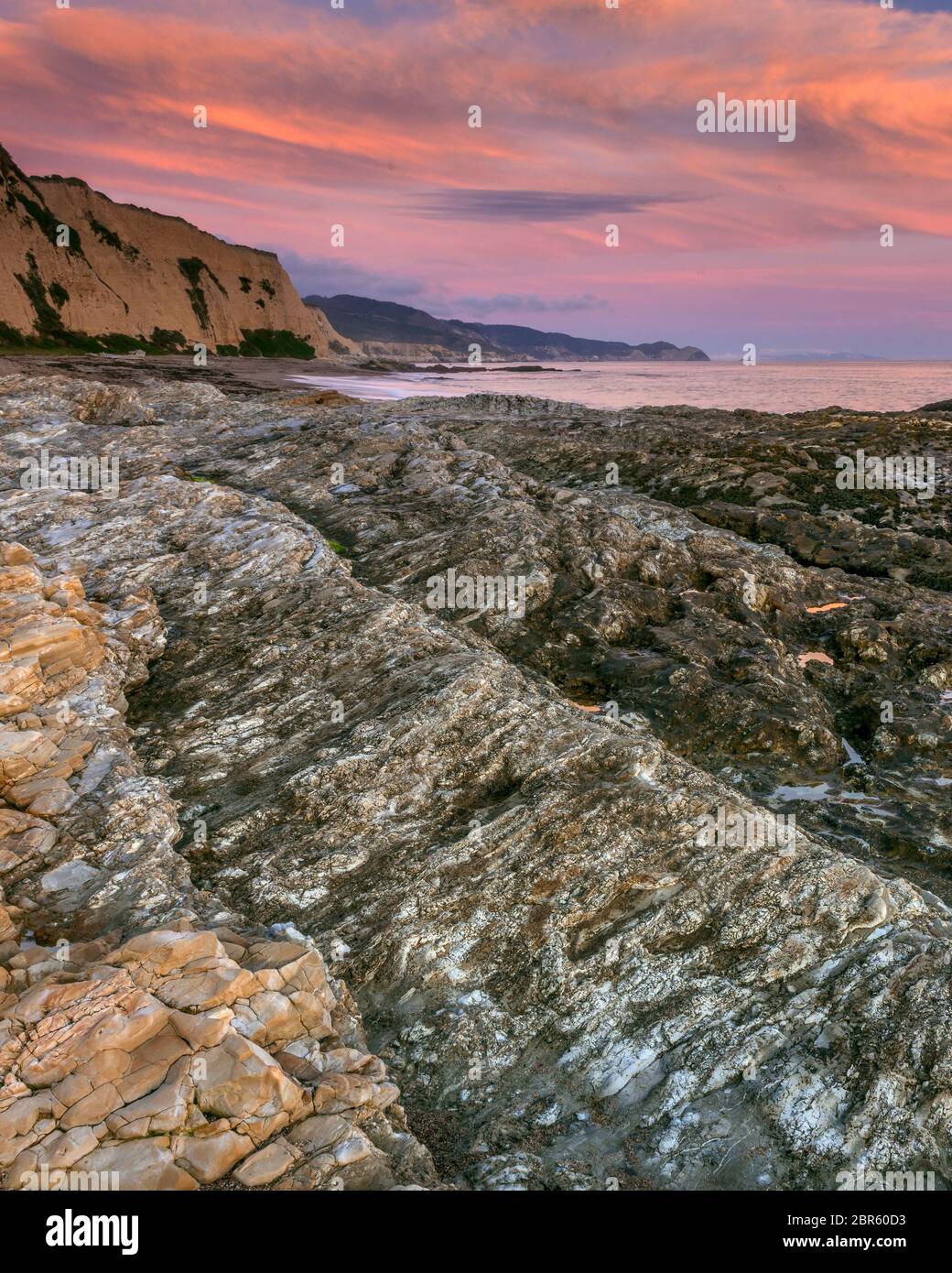 Dämmerung, Sculpted Beach, Point Reyes National Seashore, Burton Wilderness, Marin County, Kalifornien Stockfoto