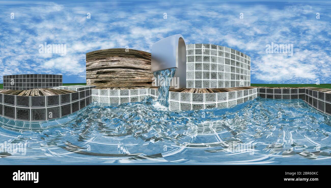 hdri-Karte mit Pool. 3d-Darstellung Stockfoto