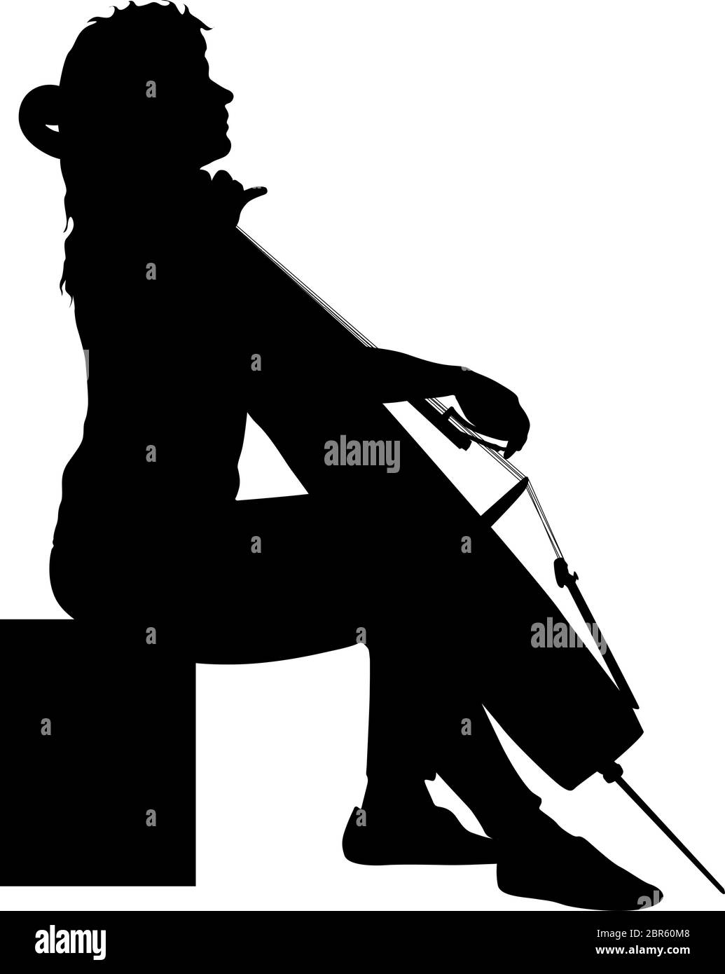 Silhouetten Musiker spielen auf dem Cello auf einem weißen Hintergrund. Stock Vektor