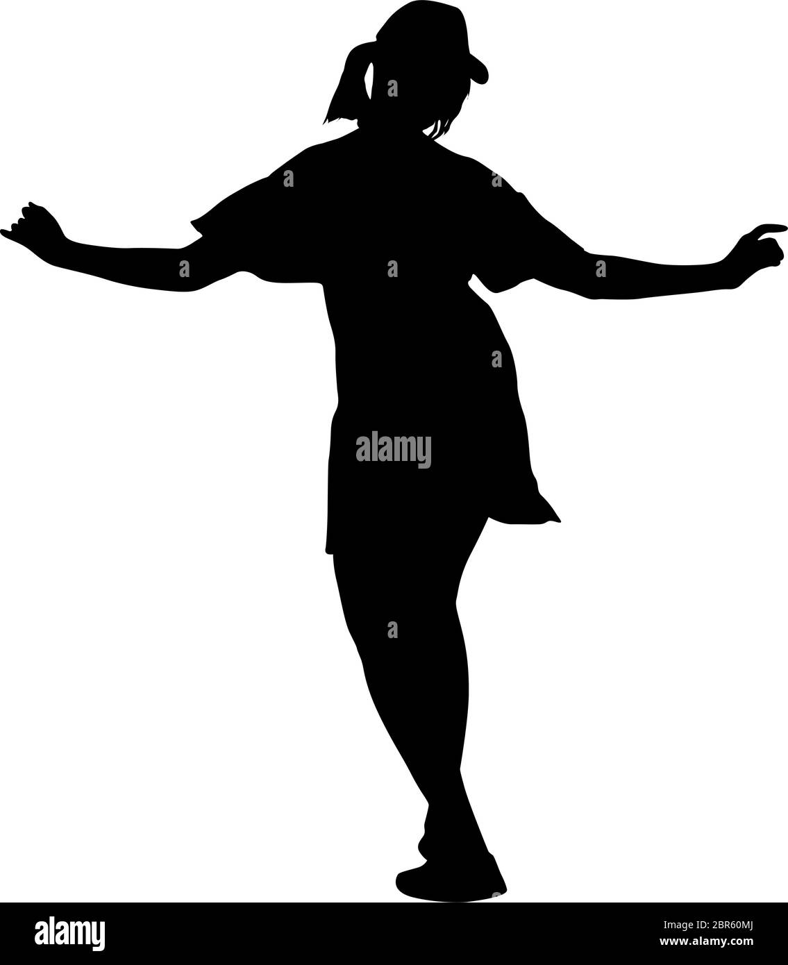Schwarze Silhouetten tanzende Frau auf weißem Hintergrund. Stock Vektor