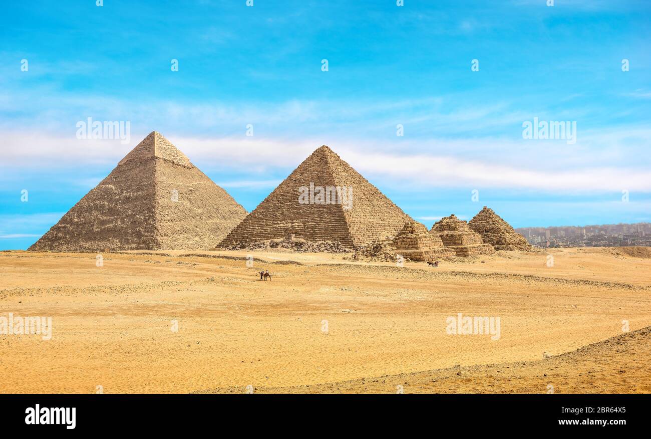 Pyramiden in Gizeh am Sommer, Tag, Ägypten Stockfoto