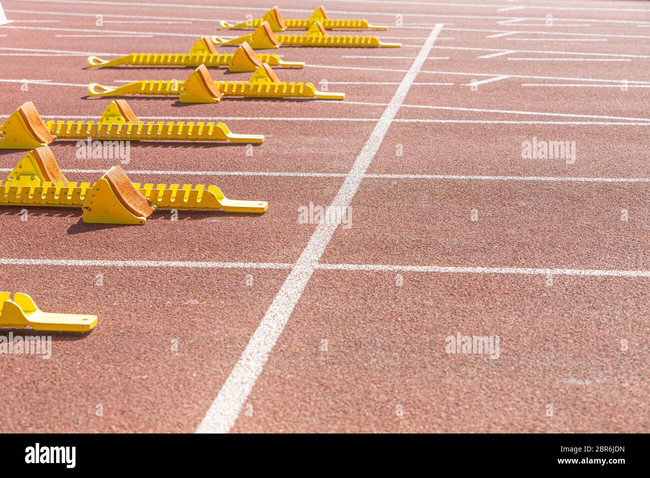 Start Linie im Sportstadion mit Kopie Raum Stockfoto