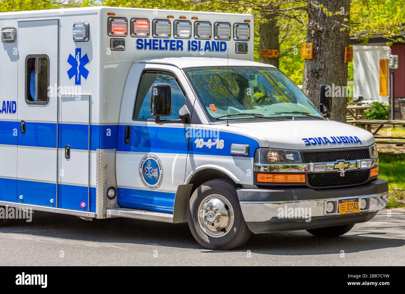 Detailbild eines Krankenwagens von Shelter Island, Shelter Island, NY Stockfoto