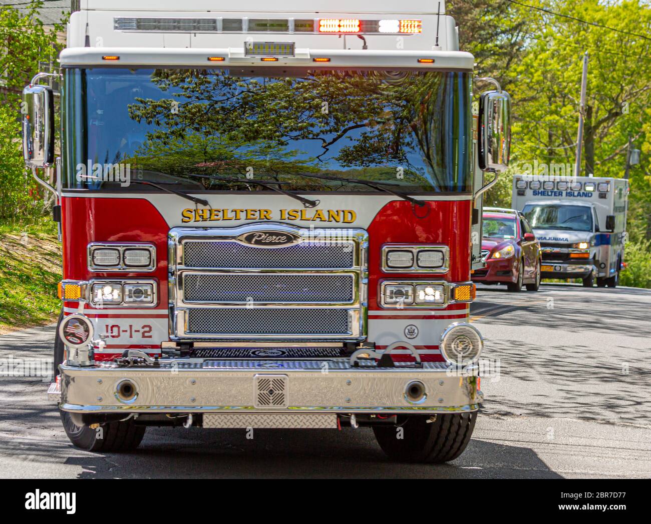Vorderende eines Shelter Island Feuerwehrwagens Stockfoto