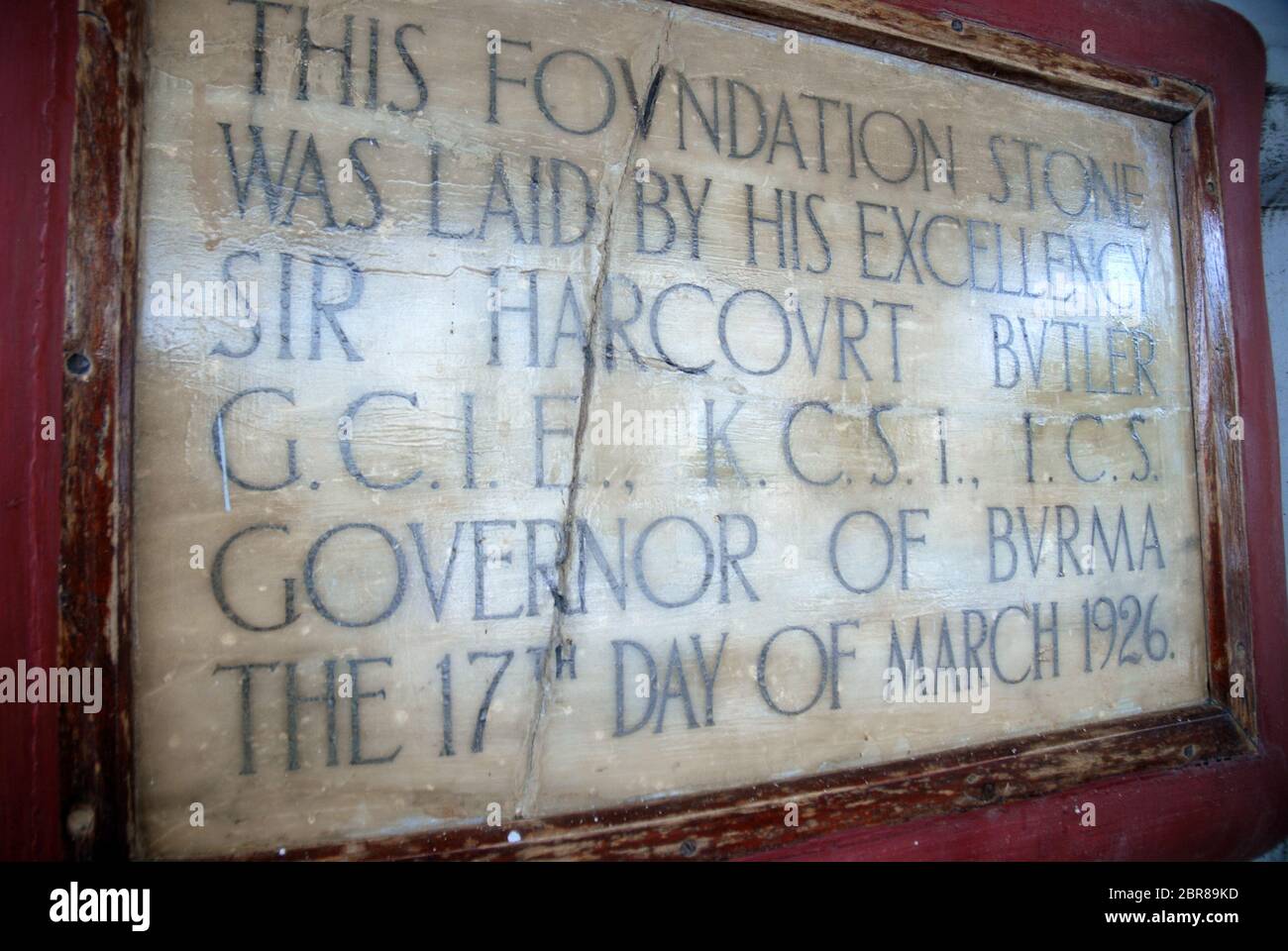 Foundation Stone, Myanmar Port Authority, Strand Road, Yangon, Myanmar. Stockfoto