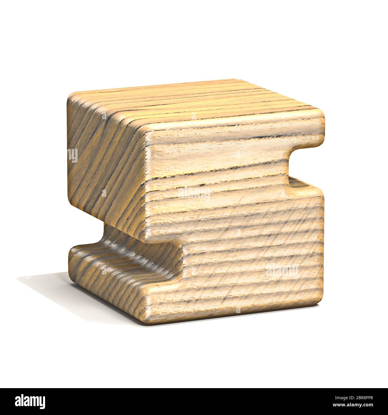 Aus massivem Holz cube font Buchstaben S 3D-Render Abbildung auf weißem Hintergrund Stockfoto