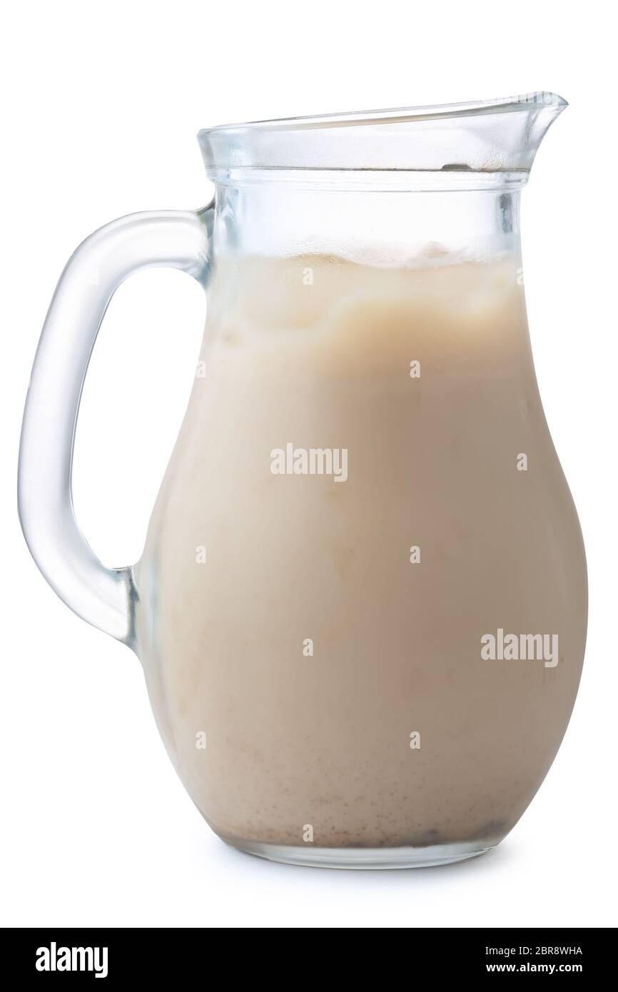 Iced Honig Milch Kaffee in einem Glas Krug, isoliert Stockfoto
