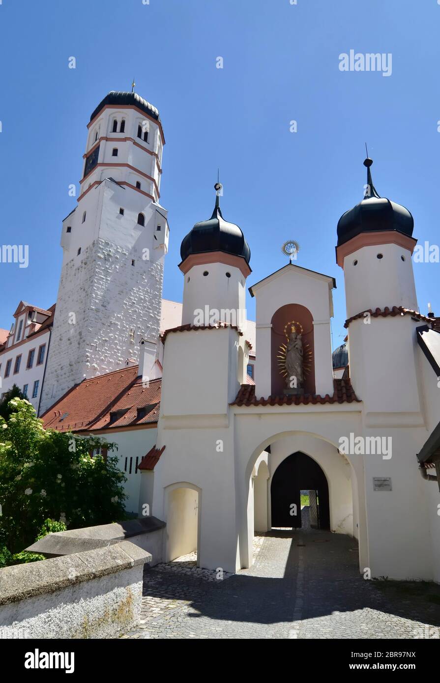 Schloss und Marientor, Dillingen Stockfoto