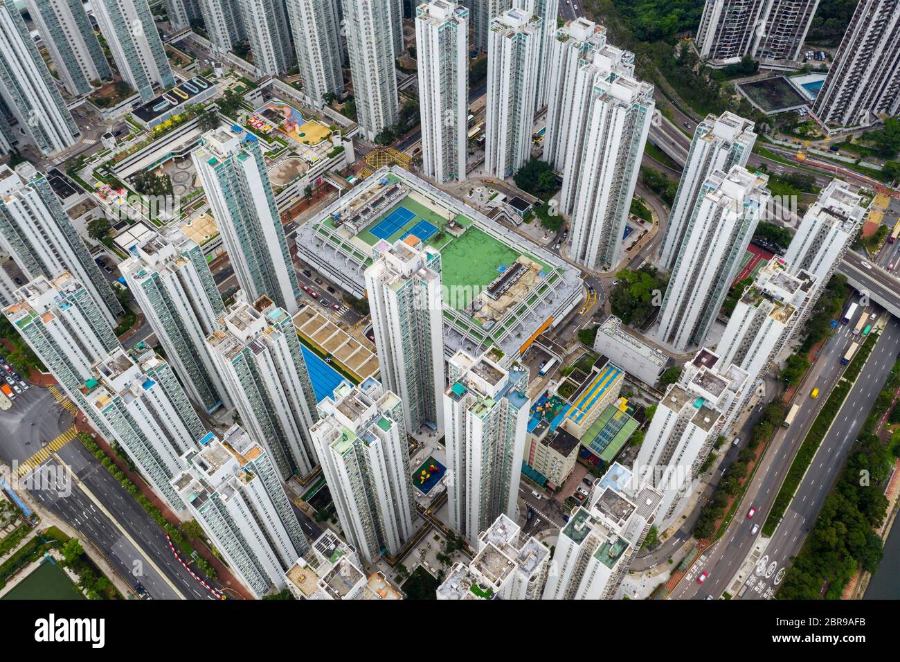 Sha Tin, Hongkong 04. Mai 2019: Wohnviertel von Hongkong von oben Stockfoto