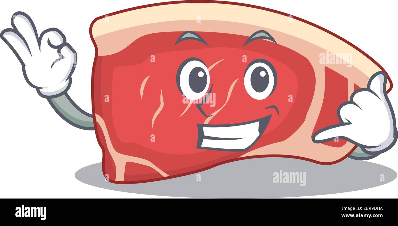 Karikatur-Design von Sirloin zeigt rufen mich lustige Geste Stock Vektor